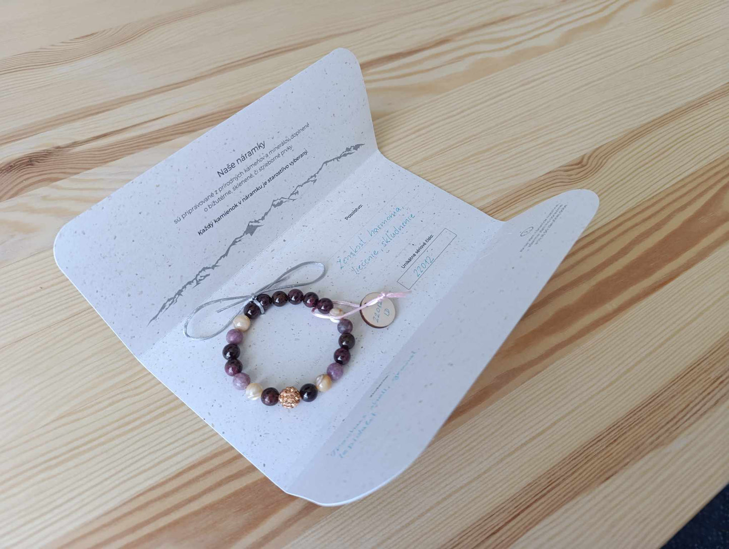 Náramok lepidolit a granát / Lepidolite and granat bracelet