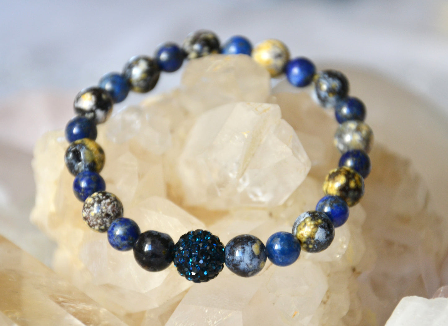Náramok achát oceánsky a lapis lazuli / Ocean agate and lapis lazuli bracelet