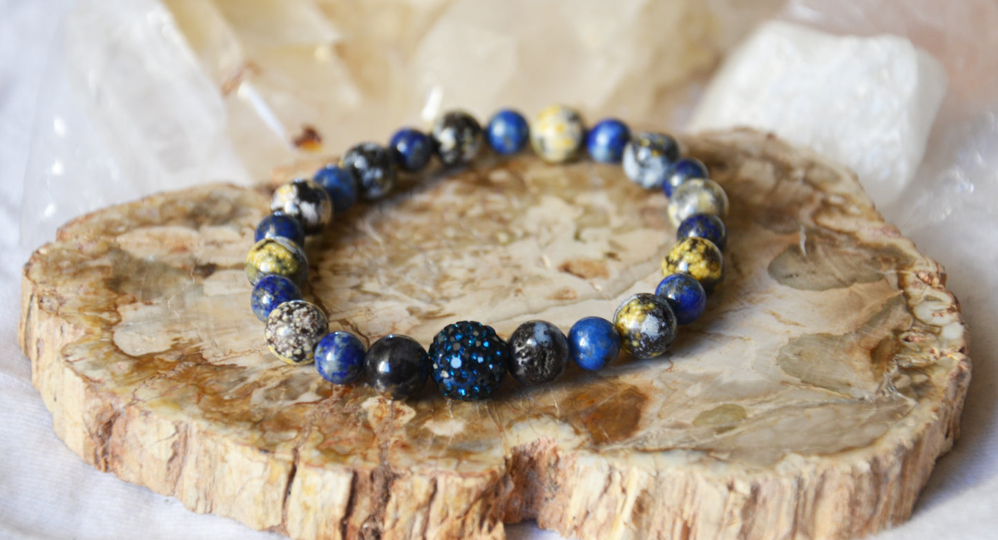 Náramok achát oceánsky a lapis lazuli / Ocean agate and lapis lazuli bracelet