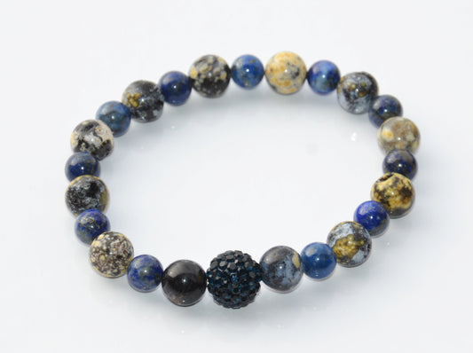 Náramok achát oceánsky a lapis lazuli / Ocean agate and lapis lazuli bracelet