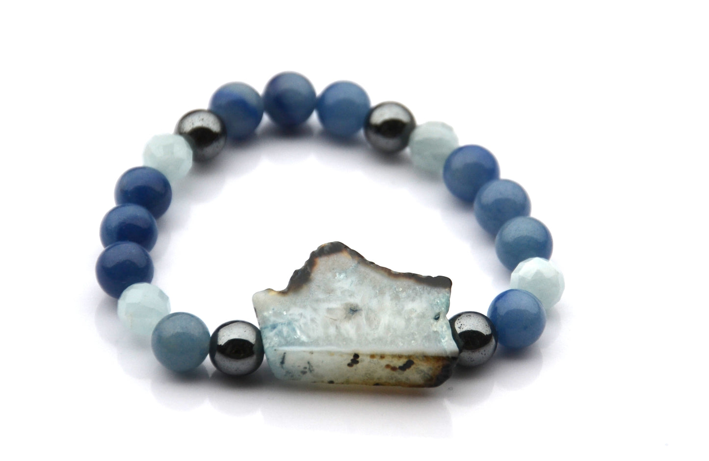 Náramok achát, avanturín, aquamarin / Agate, avanturine and aquamarine bracelet
