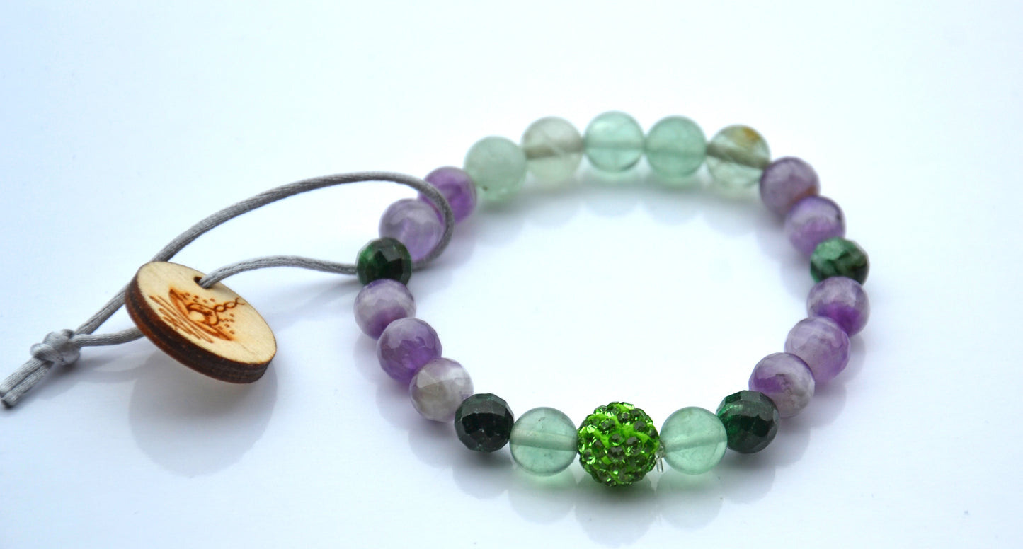 Náramok ametyst a fluorit