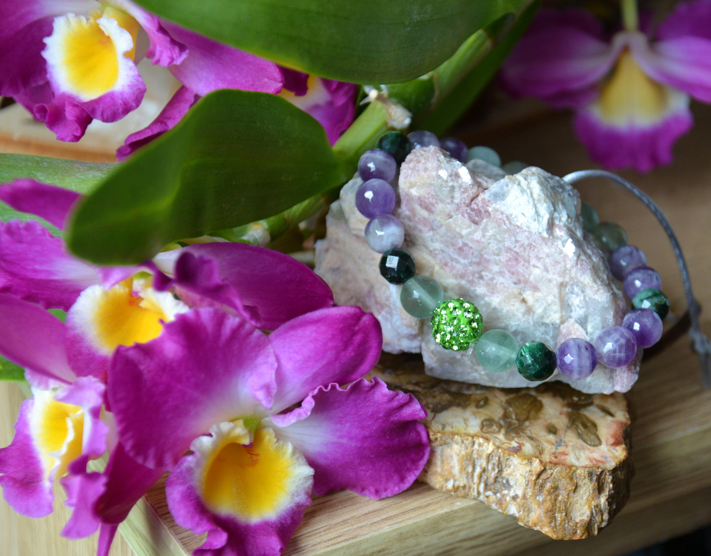 Náramok ametyst a fluorit