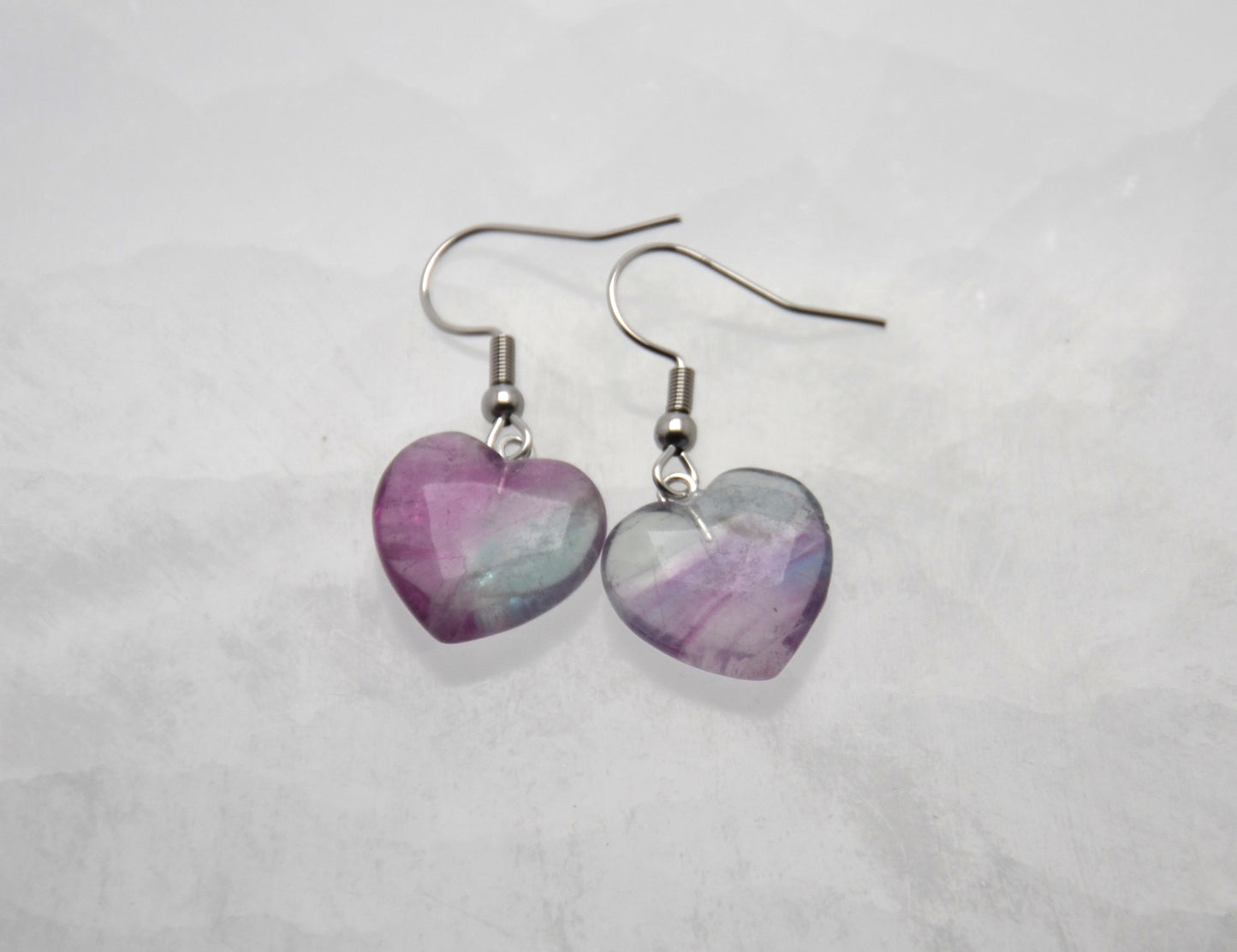 Náušnice "Fluorit srdiečko"