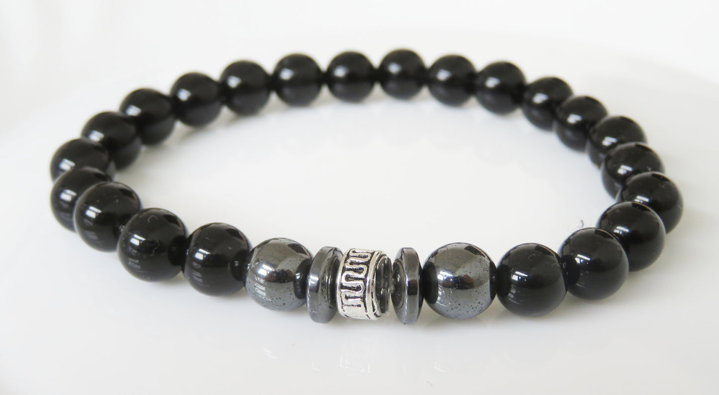 Náramok z čierneho obsidiánu / Black obsidian braclet