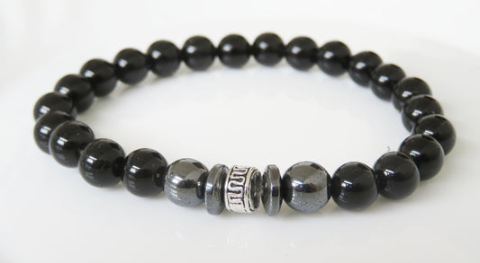 Náramok z čierneho obsidiánu / Black obsidian braclet