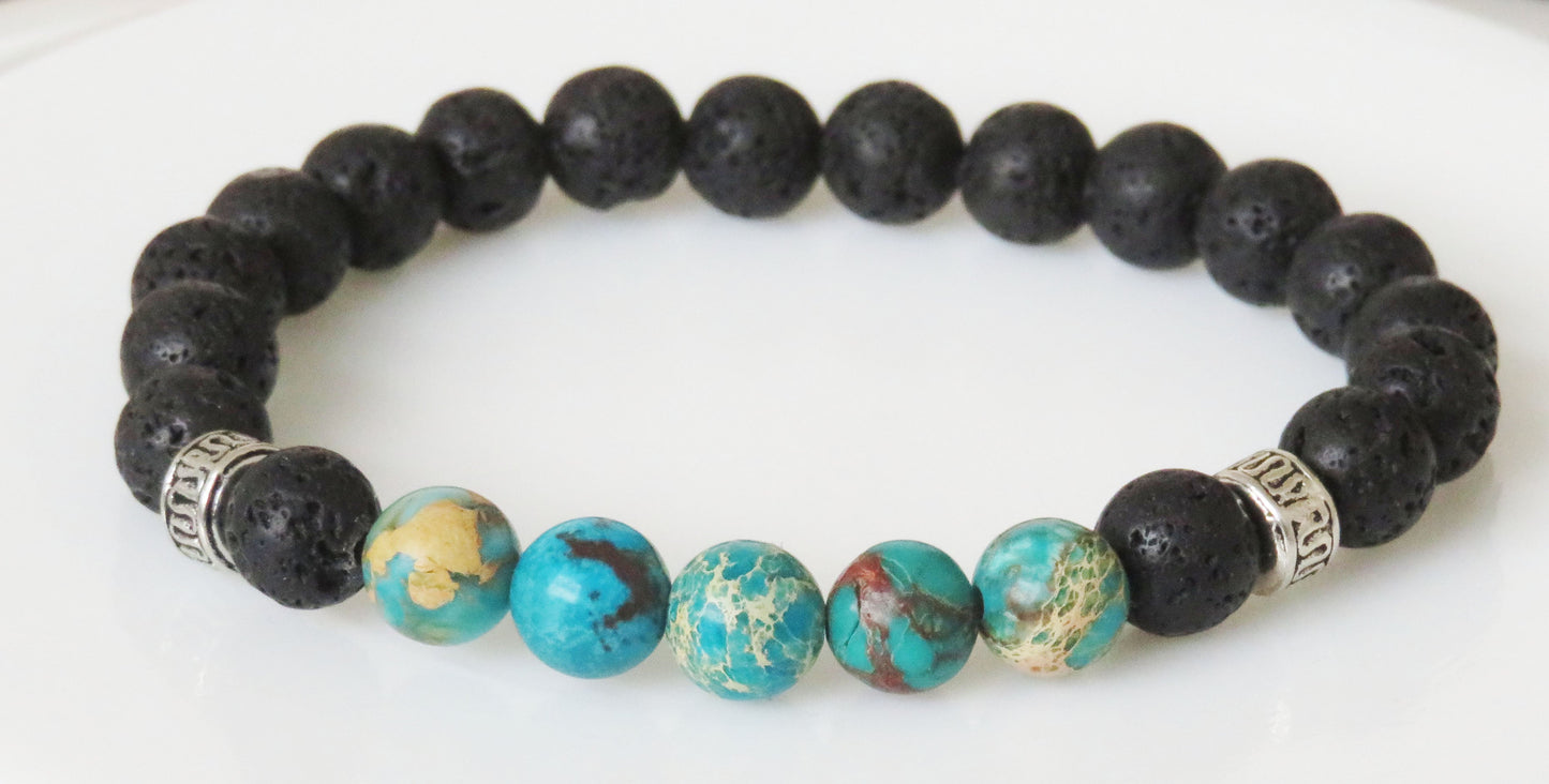 Pánsky náramok z lávy a regalitu / Lava and regalit bracelet for men