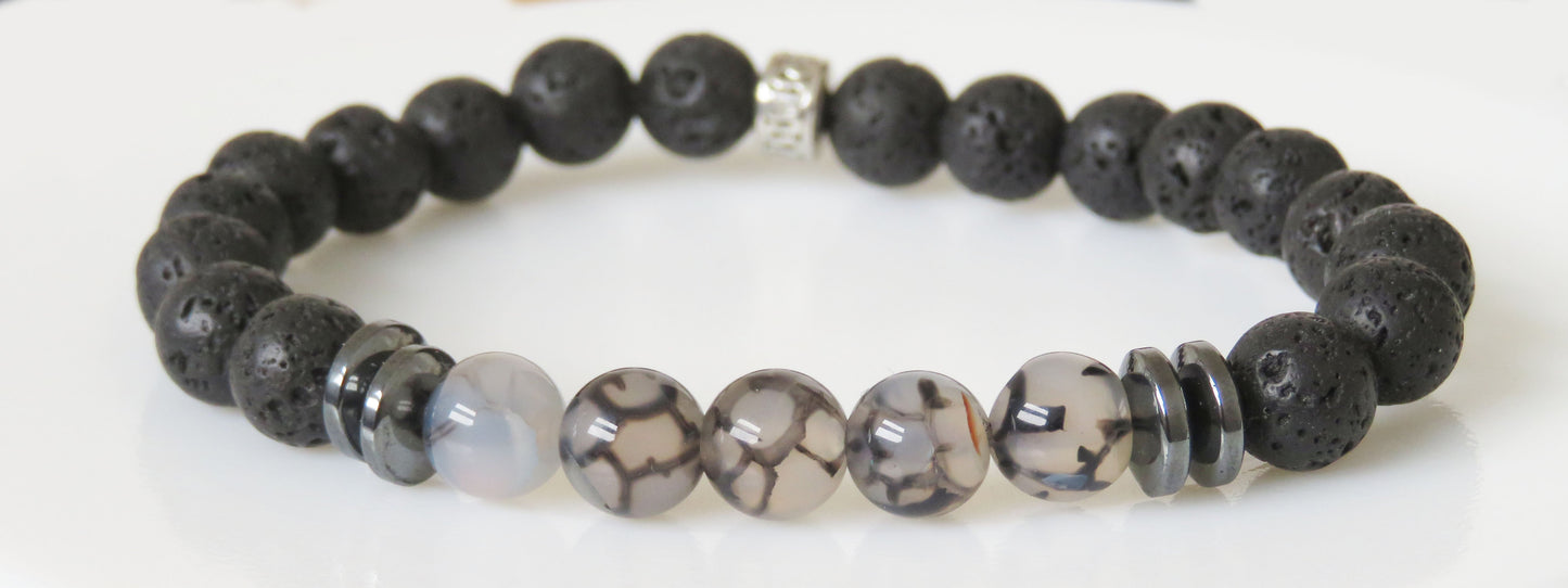 Pánsky náramok z dračieho achátu / Dragon agate bracelet for men