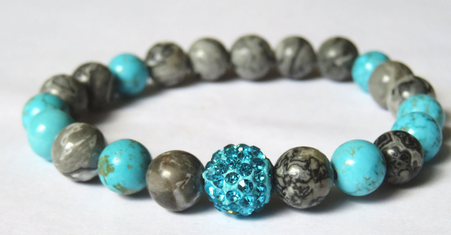 Náramok z jaspisu a tyrkenitu / Jaspis, tyrkenit bracelet