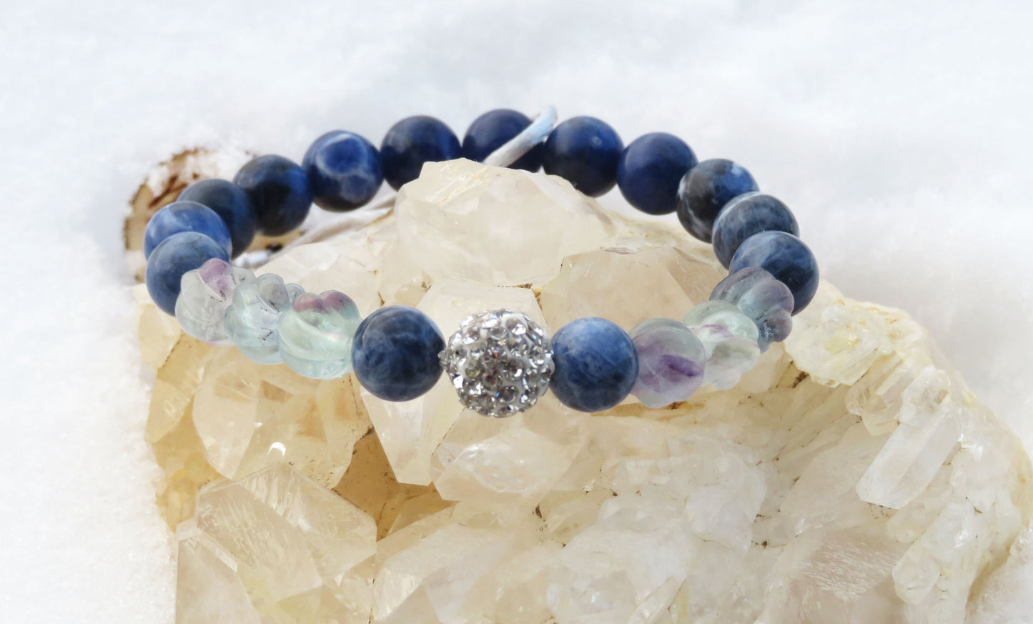 Náramok "Sodalit, fluorit" / Sodalite with fluorite beads bracelet