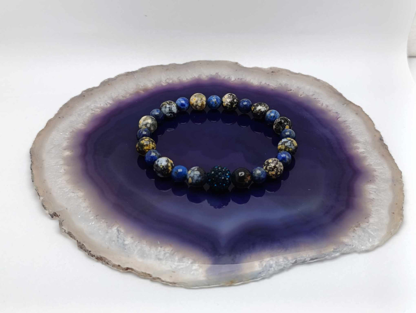 Náramok achát oceánsky a lapis lazuli / Ocean agate and lapis lazuli bracelet
