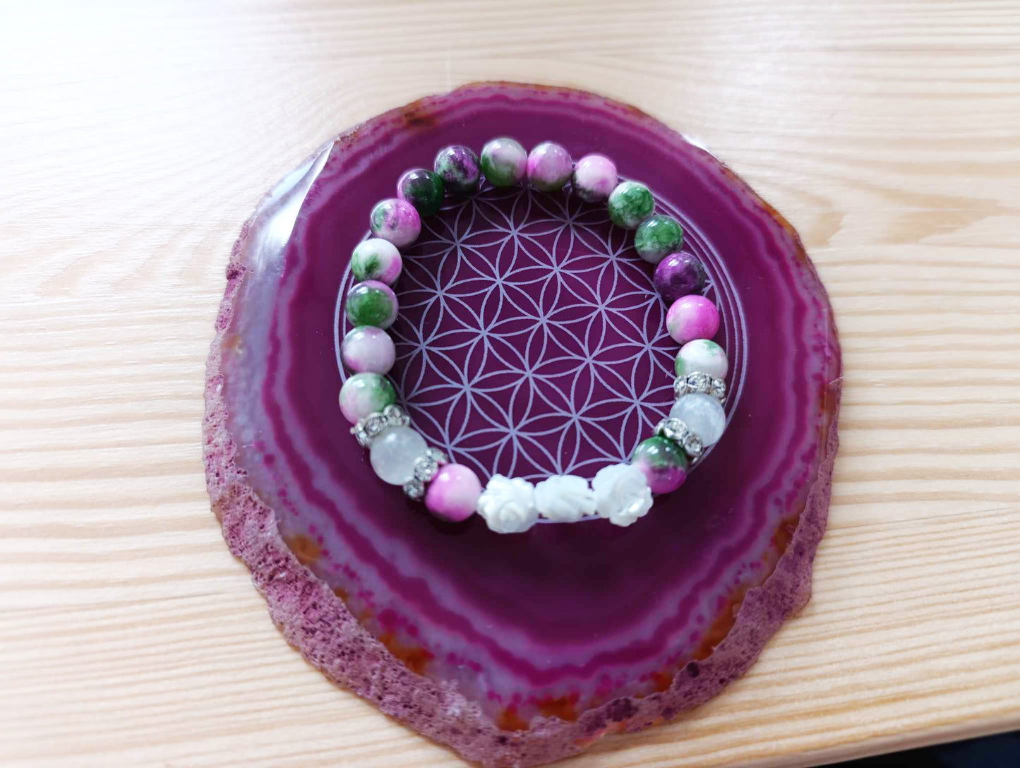 Ružový náramok / Jadeit pink bracelet