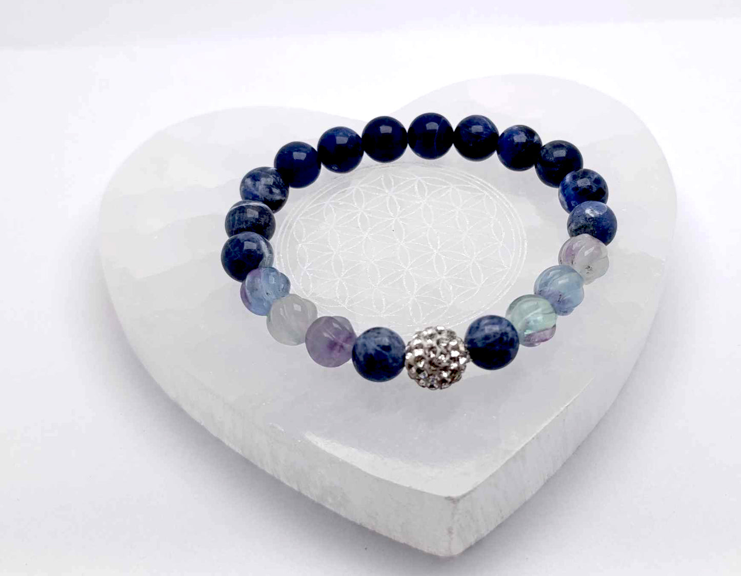 Náramok "Sodalit, fluorit" / Sodalite with fluorite beads bracelet