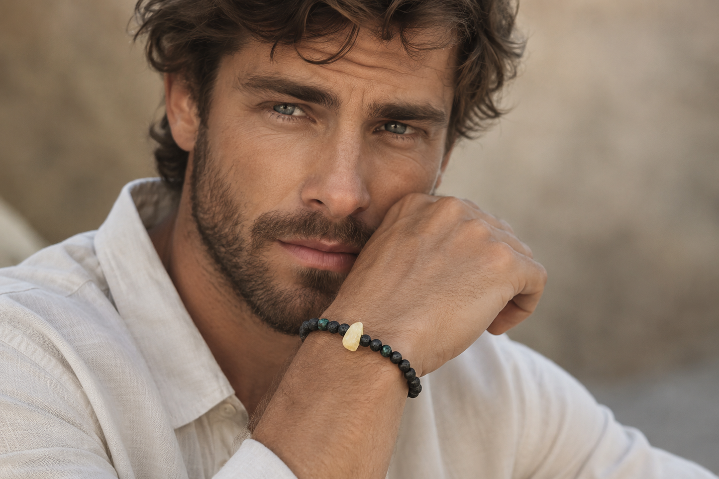 Pánsky náramok láva s citrínom / Lava, cintrin men bracelet