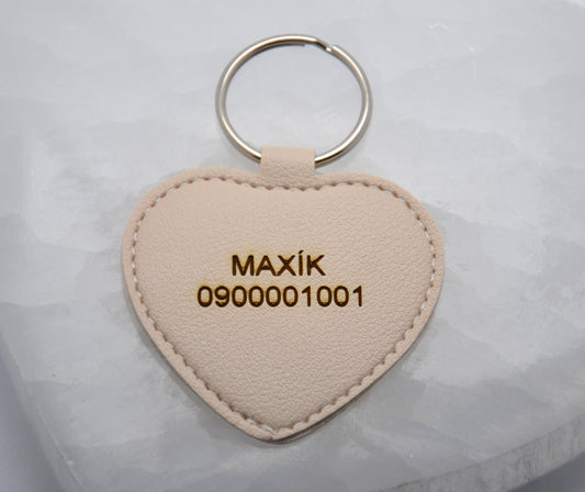 Identifikačný štítok/veľký - koženka - srdce