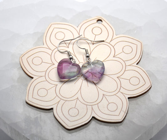 Náušnice "Fluorit srdiečko"