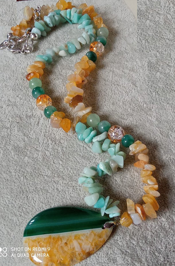 Náhrdelník z achátu a amazonitu / Agate and amazonite necklace