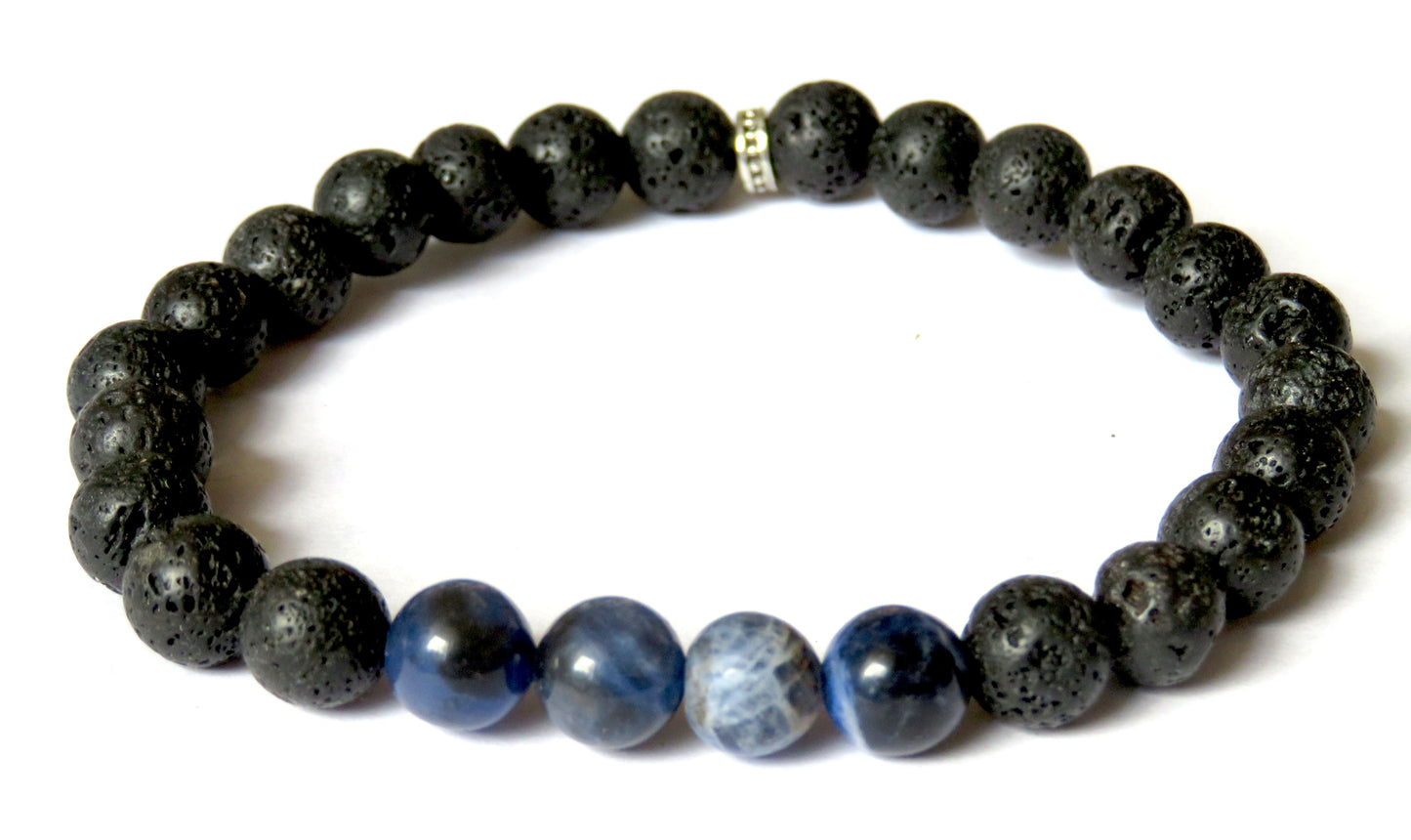 Pánsky náramok z lávy a sodalitu / Easy sodalite bracelet for men