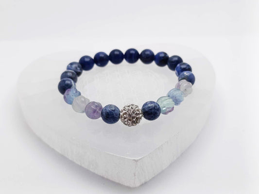 Náramok "Sodalit, fluorit" / Sodalite with fluorite beads bracelet